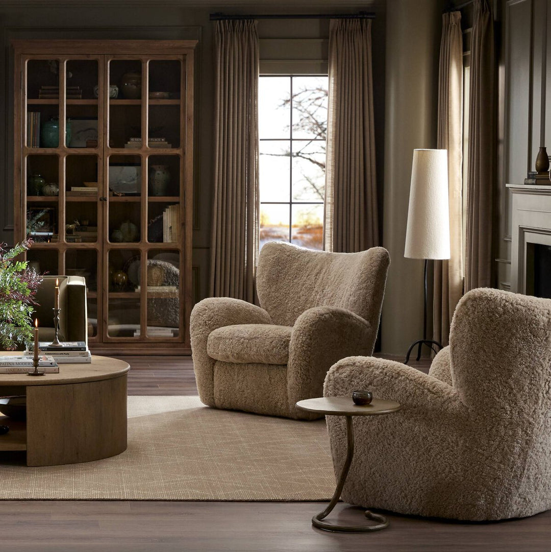 Amelie Chair in Beige Shearling detail view - Whats New Furniture Portland OR
