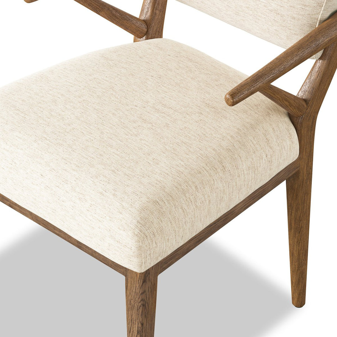 Deidre Dining Chair in Crypton Nomad Snow oak leg joinery detail view - Whats New Furniture Portland OR