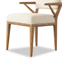 Deidre Dining Chair in Crypton Nomad Snow fabric weave detail view - Whats New Furniture Portland OR