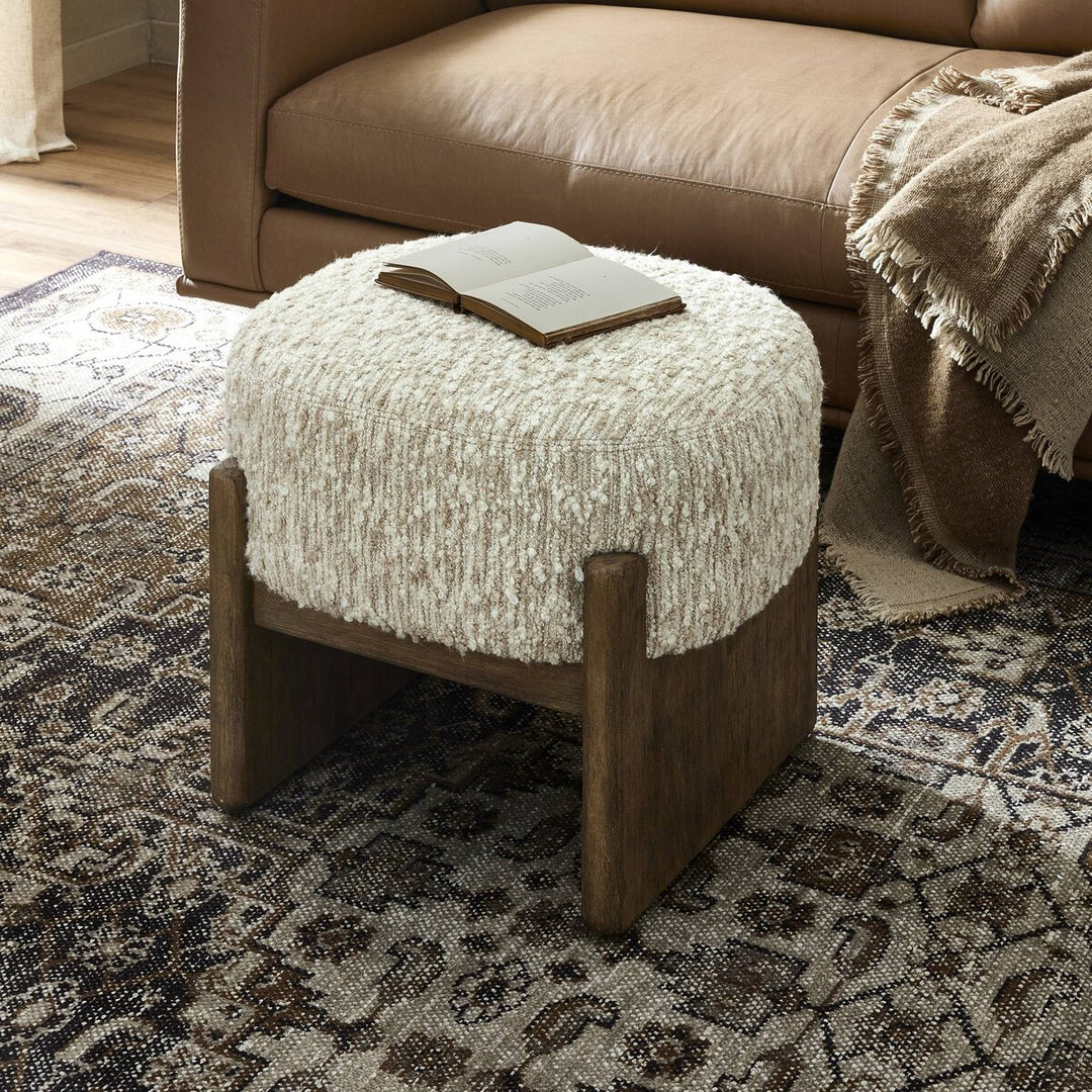 Kirby Accent Stool in Solema Cream back view - Whats New Furniture Portland OR