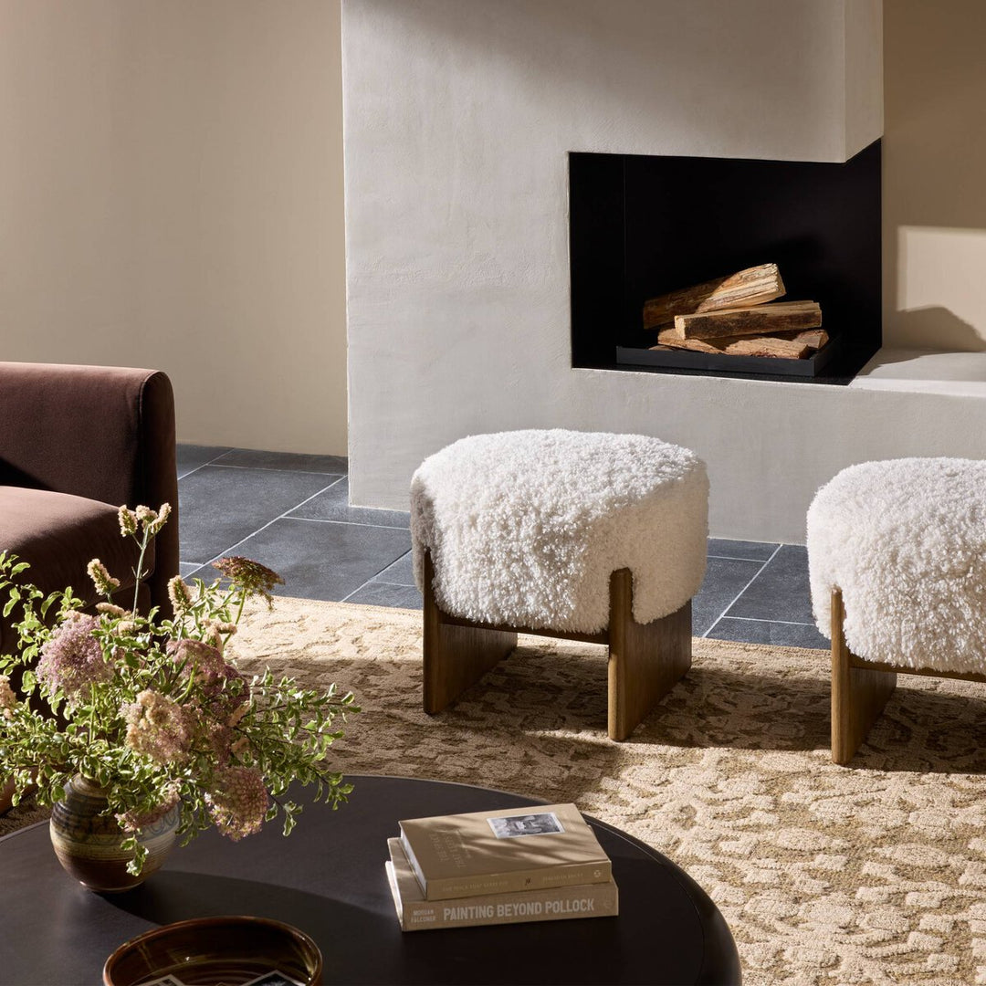 Kirby Accent Stool in Andes Natural back view - Whats New Furniture Portland OR