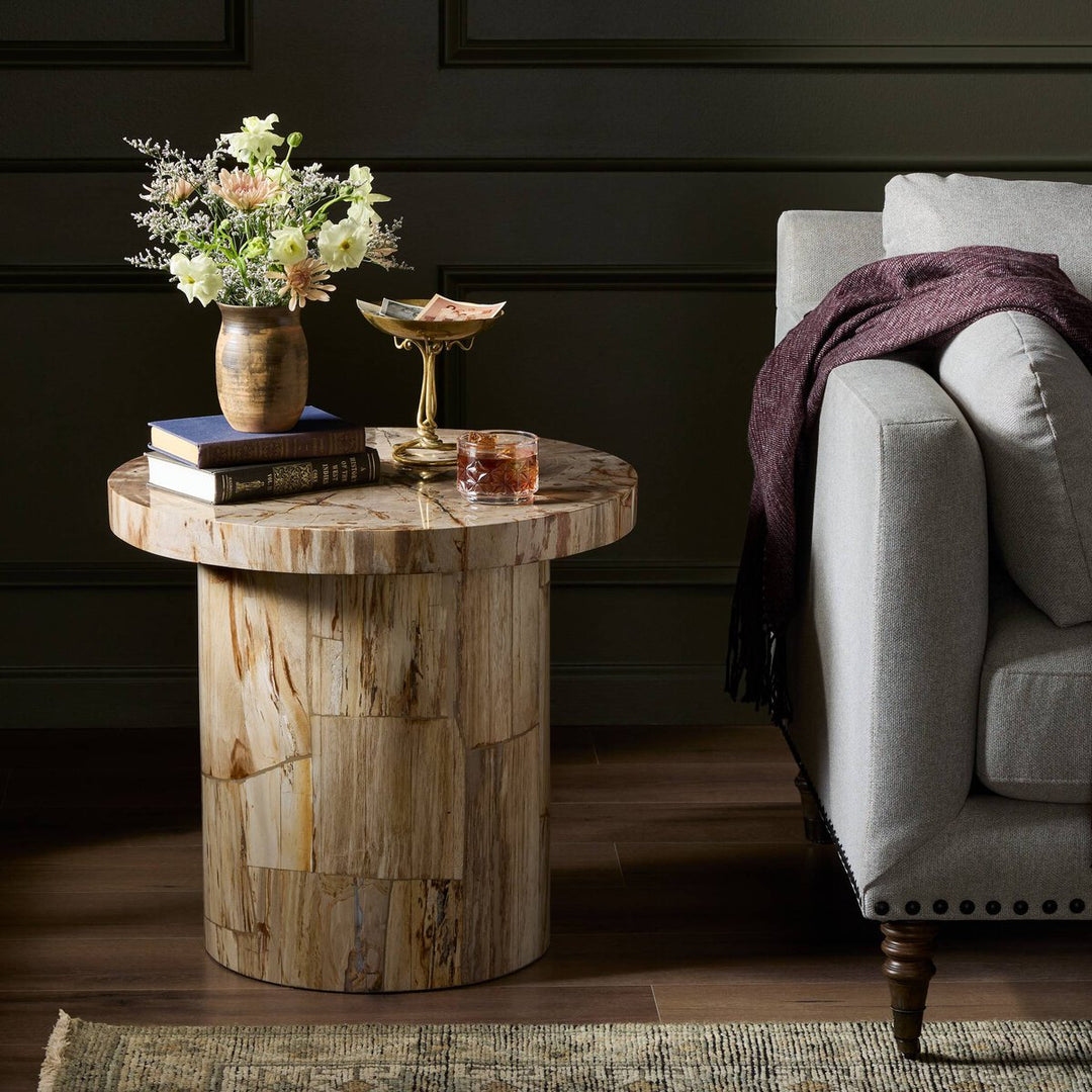 Aida End Table in Light Petrified Wood back view - Whats New Furniture Portland OR