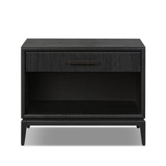 Rosenell Open Nightstand in Black Oak Veneer front studio view - Whats New Furniture Portland OR