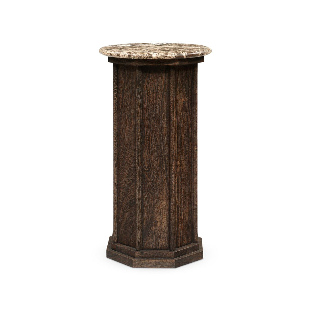 Pavlo End Table in Brown Marble front studio view - Whats New Furniture Portland OR