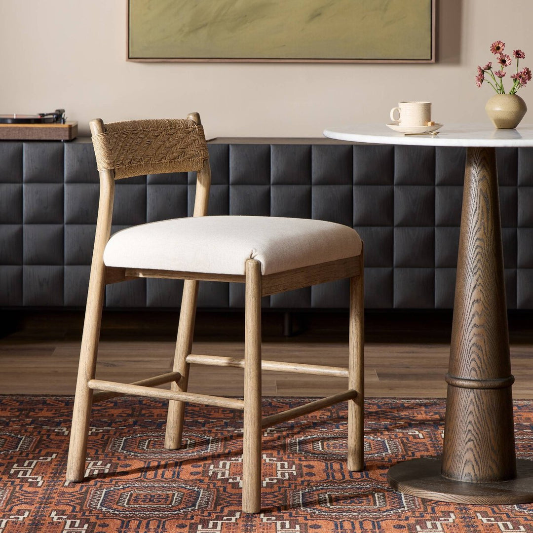Raynor Bar Counter Stool in Lynchart Sand back view - Whats New Furniture Portland OR