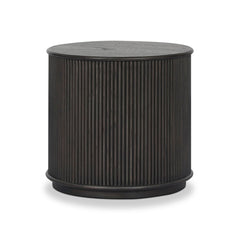 Ona End Table in Smoked Black Mindi Veneer three-quarter studio view - Whats New Furniture Portland OR