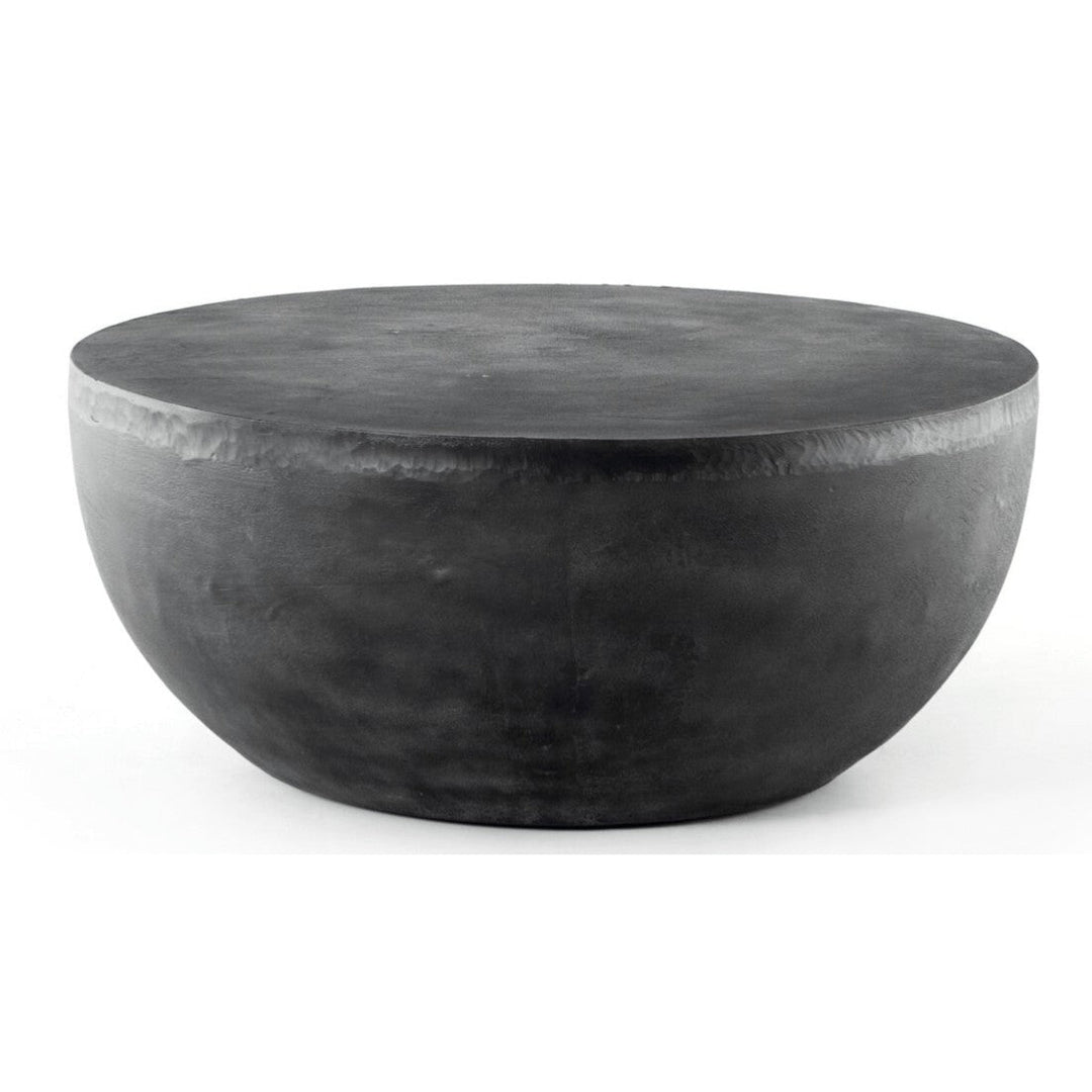 36" Basil Outdoor Round Coffee Table in Aged Grey - round aluminum outdoor coffee table by Four Hands - Whats New Furniture Portland OR