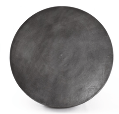 36" Basil Outdoor Round Coffee Table in Aged Grey top-down view - round aluminum outdoor coffee table by Four Hands - Whats New Furniture Portland OR