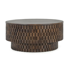 Norwood Coffee Table with Casters - Bark Brown in Bark Brown back view - round coffee - Whats New Furniture Portland OR