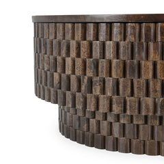 Norwood Coffee Table with Casters - Bark Brown in Bark Brown angle view - round coffee - Whats New Furniture Portland OR