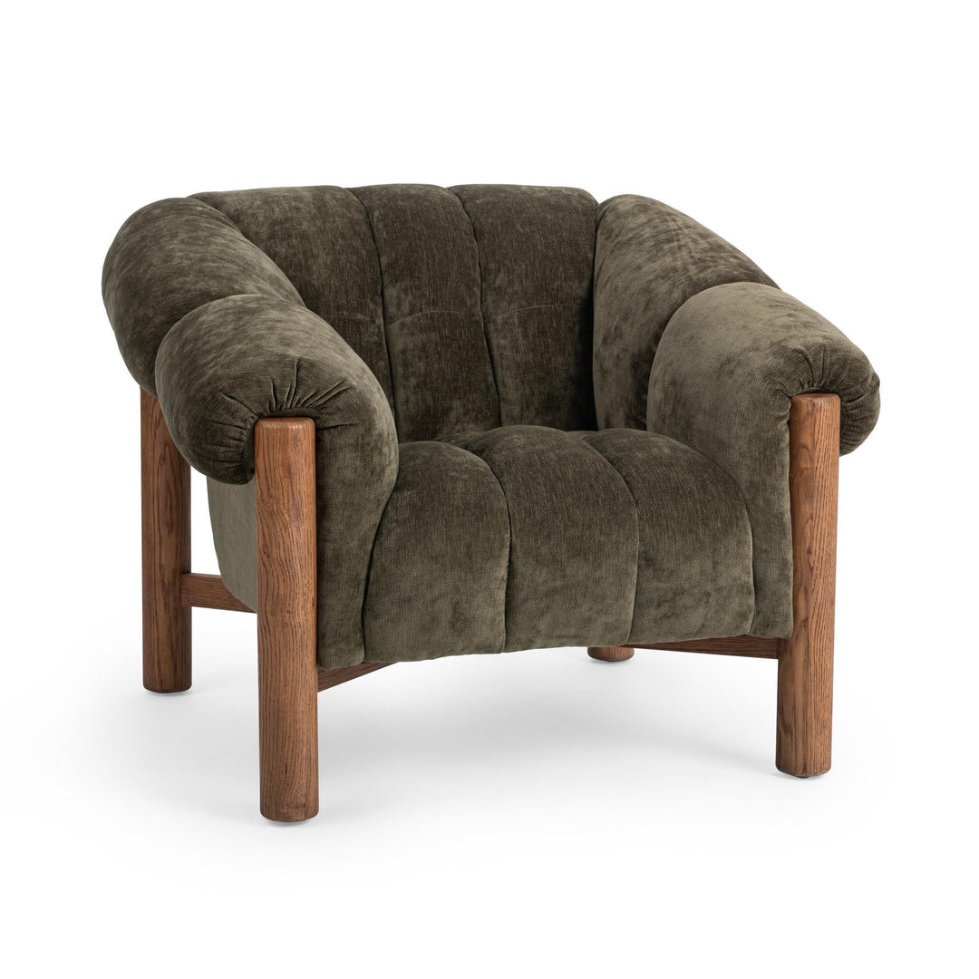 Sansa Accent Chair in Olive Green front studio view - Whats New Furniture Portland OR