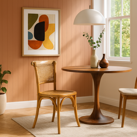 Rattan and Bent Wood Dining Chairs