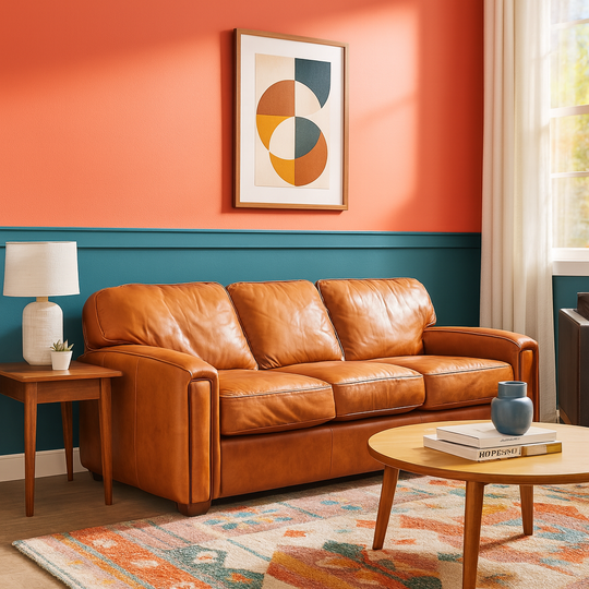 Cognac Leather Sofa