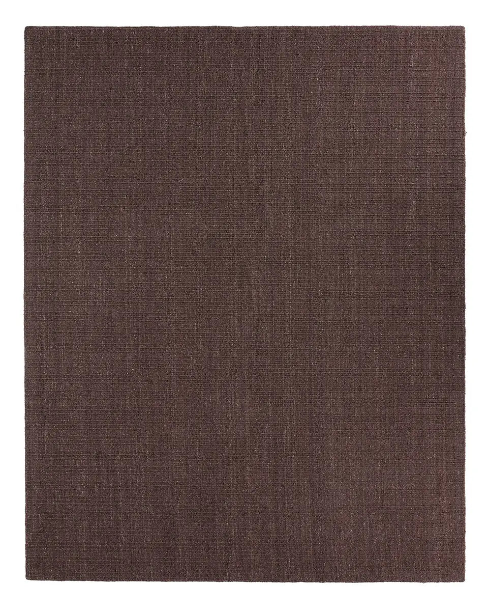Amity handwoven area rug in dark brown with red undertones, full front view - Whats New Furniture Portland OR