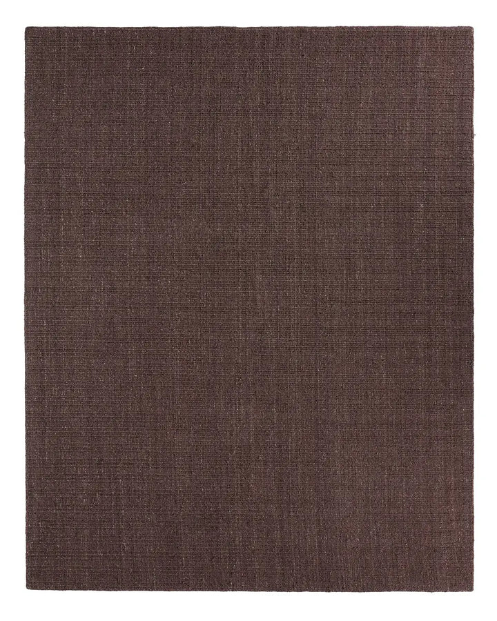 Amity handwoven area rug in dark brown with red undertones, full front view - Whats New Furniture Portland OR