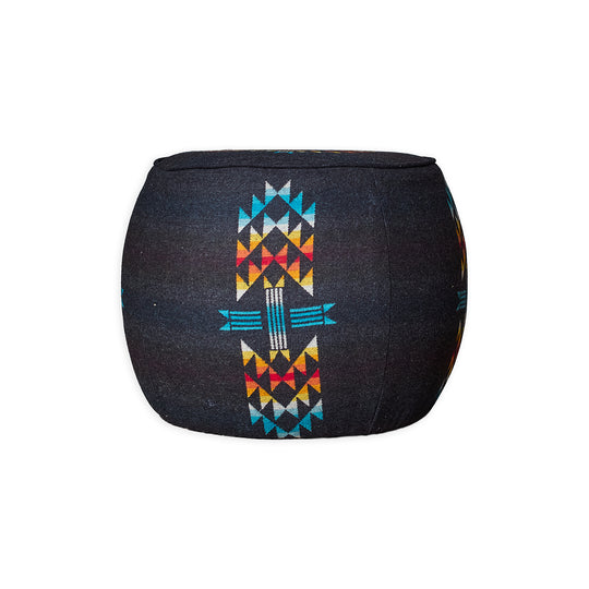 Barrel Ottoman with New Pendelton Upholstery