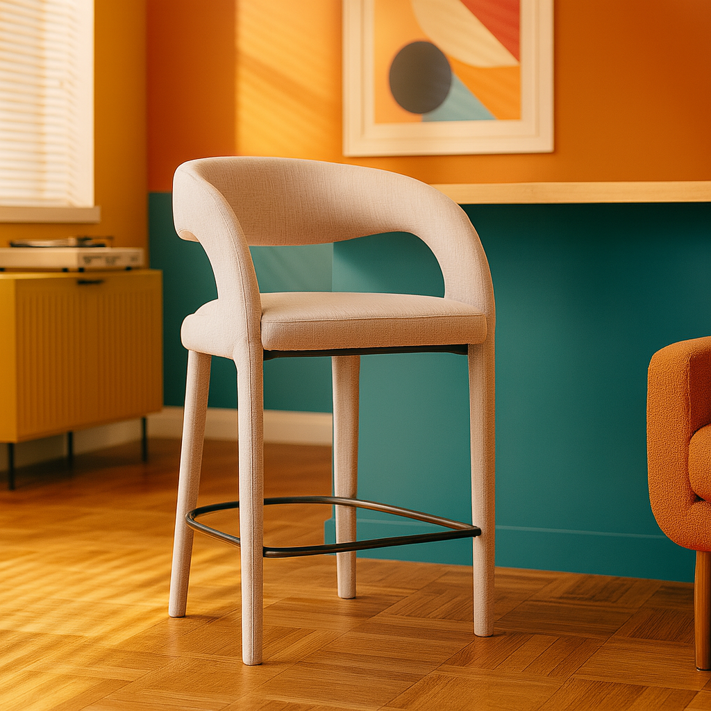 U-Shaped Upholstered Stool