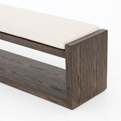 Edmon Bench in Savile Flax detail view - Whats New Furniture Portland OR