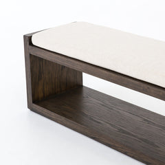 Edmon Bench in Savile Flax detail view - Whats New Furniture Portland OR