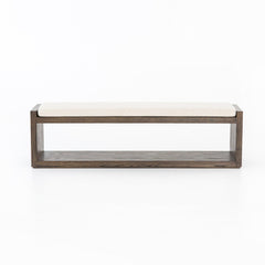 Edmon Bench in Savile Flax front studio view - Whats New Furniture Portland OR