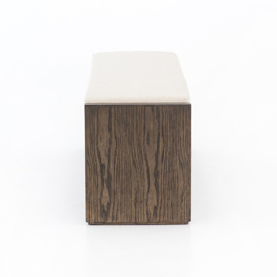 Edmon Bench in Savile Flax side view - Whats New Furniture Portland OR