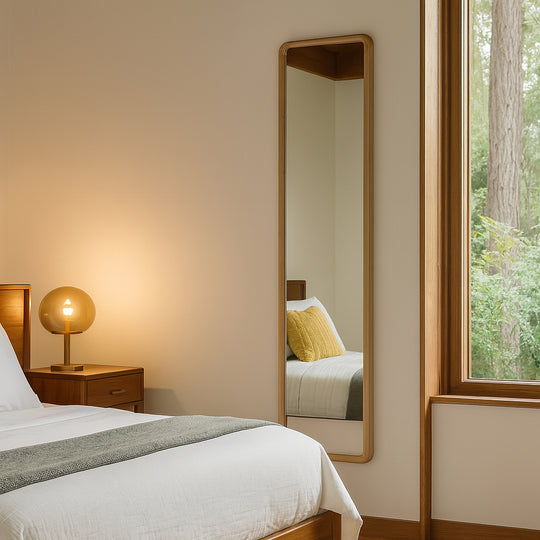Japanese Hinoki Wood Floor Mirror