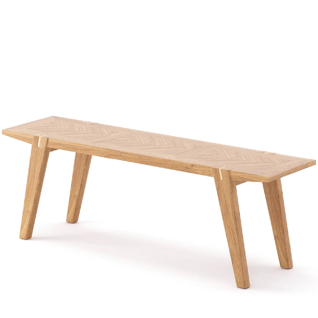 Colton 67" Dining Bench top view showing splayed-leg silhouette in natural solid oak - LH Imports - Whats New Furniture Portland OR