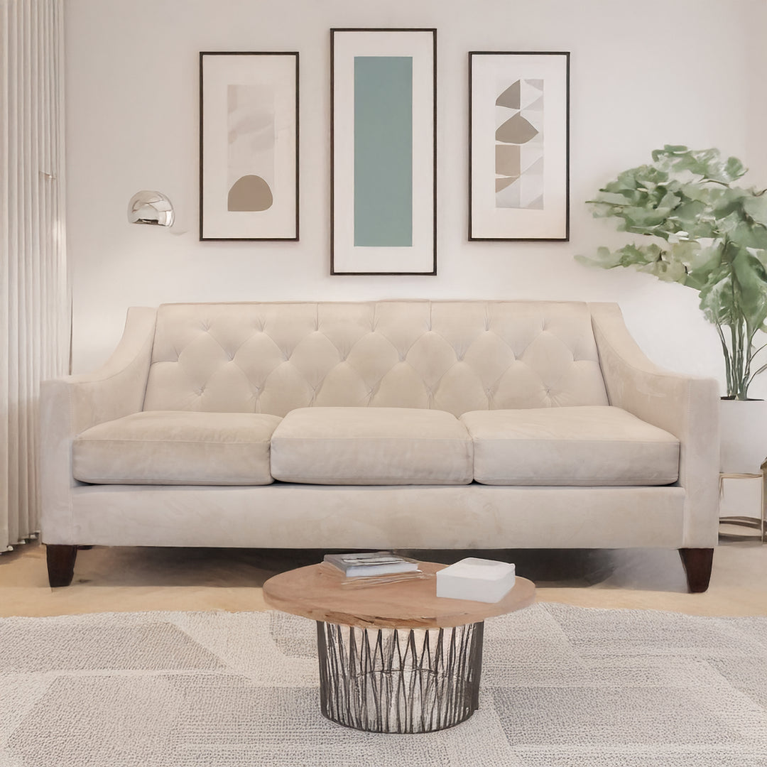 Contemporary Tufted Back Microfiber Sofa
