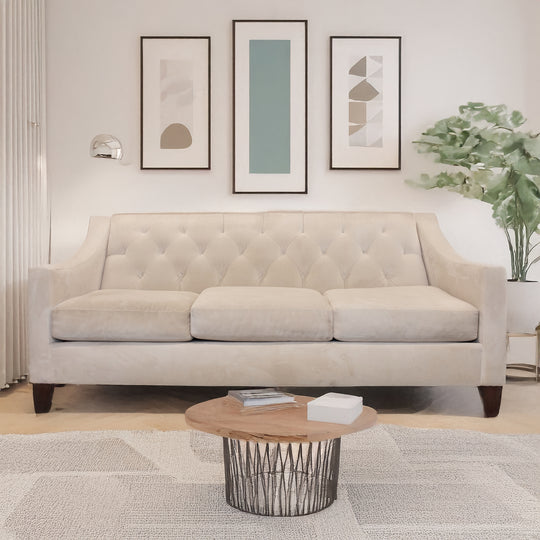 Contemporary Tufted Back Microfiber Sofa