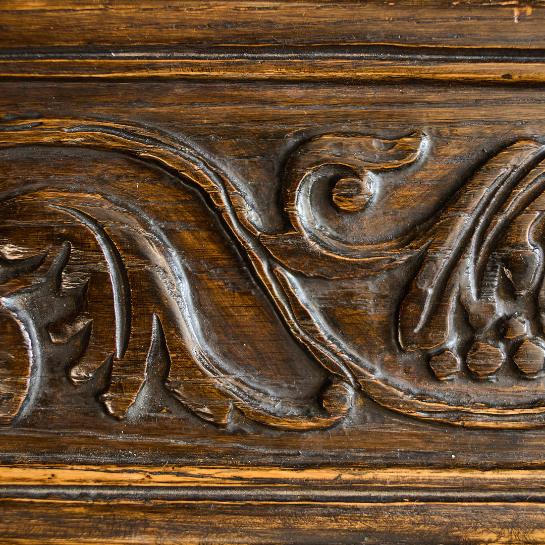 1920's Spanish Revival Carved Wood Velvet Sofa