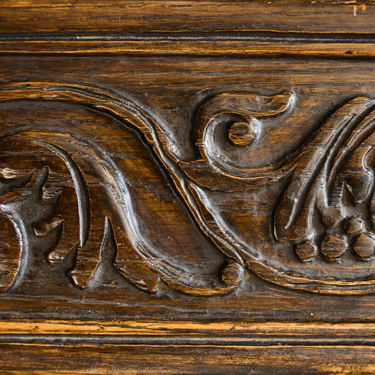 1920's Spanish Revival Carved Wood Velvet Sofa