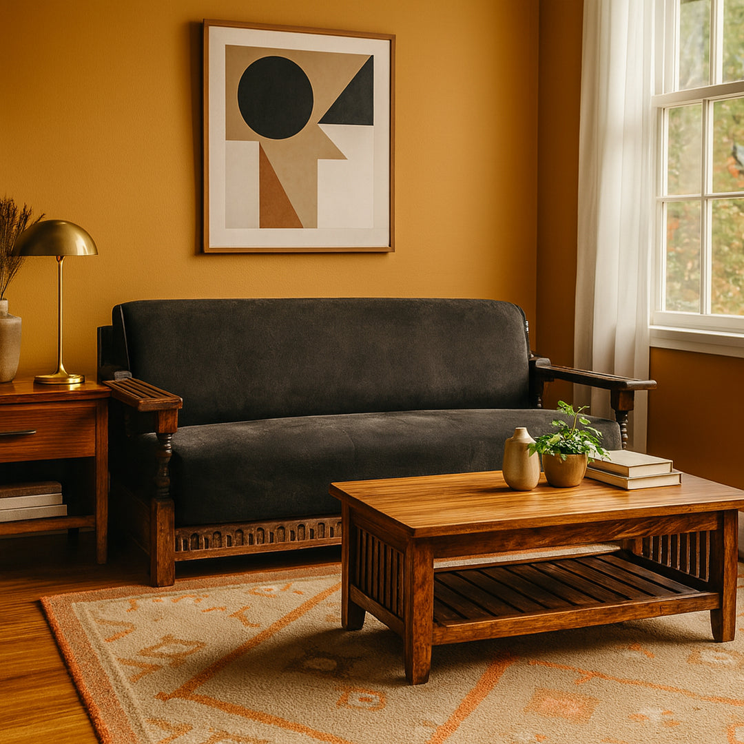 1920's Spanish Revival Carved Wood Velvet Sofa