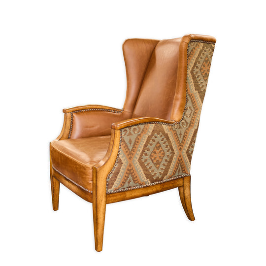 Custom Fabric and Leather Library Chair