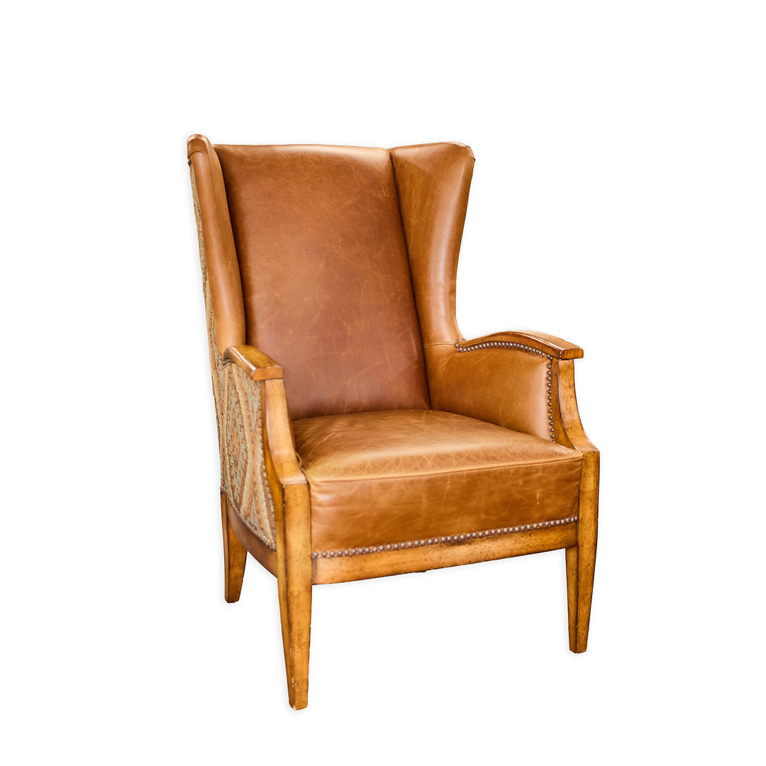 Custom Fabric and Leather Library Chair