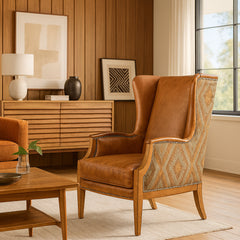 Custom Fabric and Leather Library Chair - Whats New Furniture - Portland, Oregon