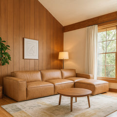 Jonathan Modular Leather Sofa with Ottoman - Whats New Furniture - Portland, Oregon