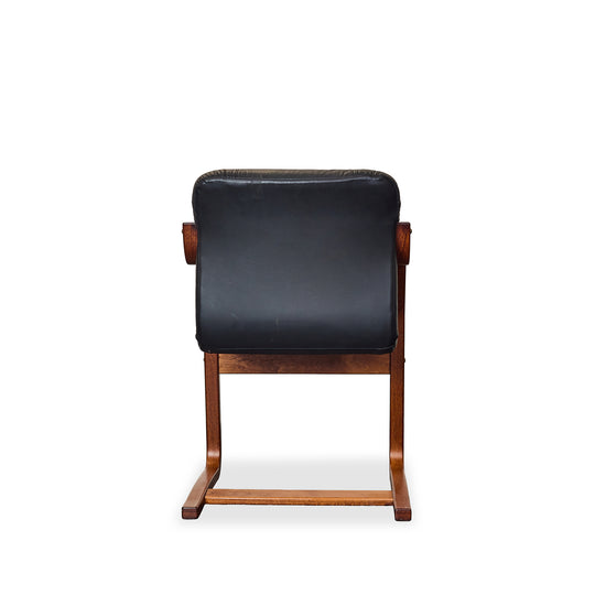 Formed Wood and Leather Chair