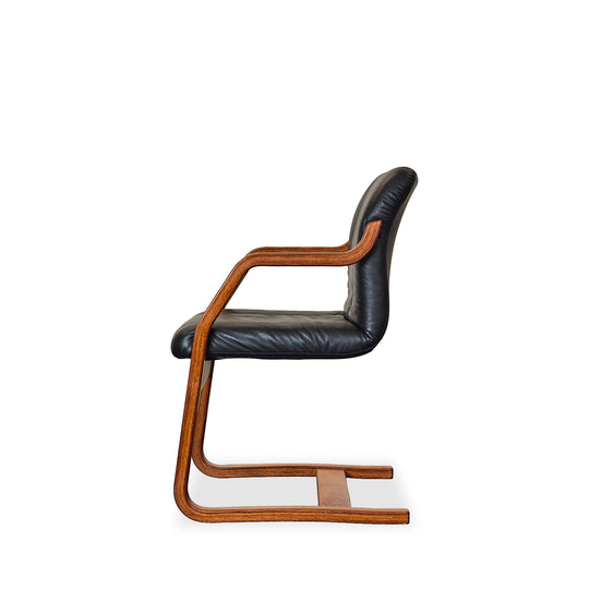 Formed Wood and Leather Chair