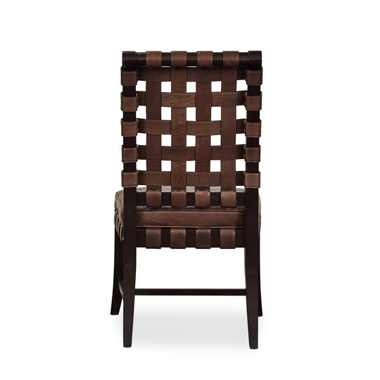Woven Leather Dining Chairs (4)