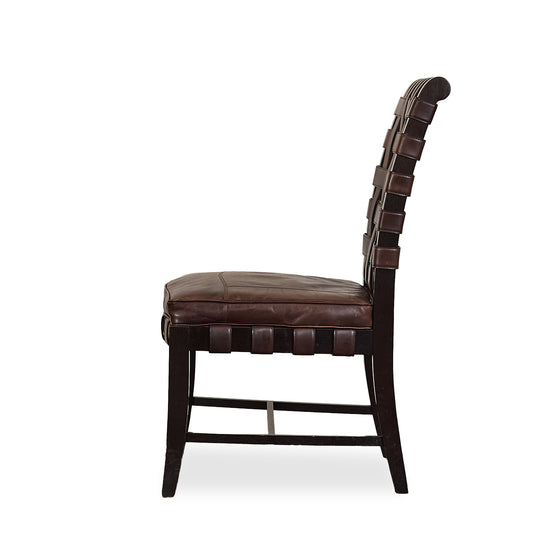 Woven Leather Dining Chairs (4)
