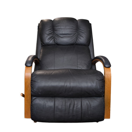 Leather Reclining Chair with Wood Accents
