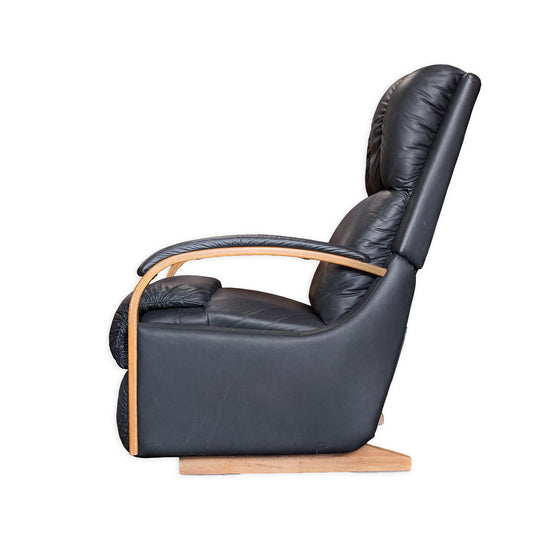 Leather Reclining Chair with Wood Accents