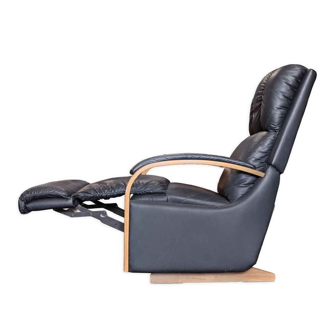 Leather Reclining Chair with Wood Accents