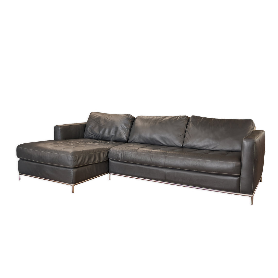 NATUZZI Leather Sofa Chaise