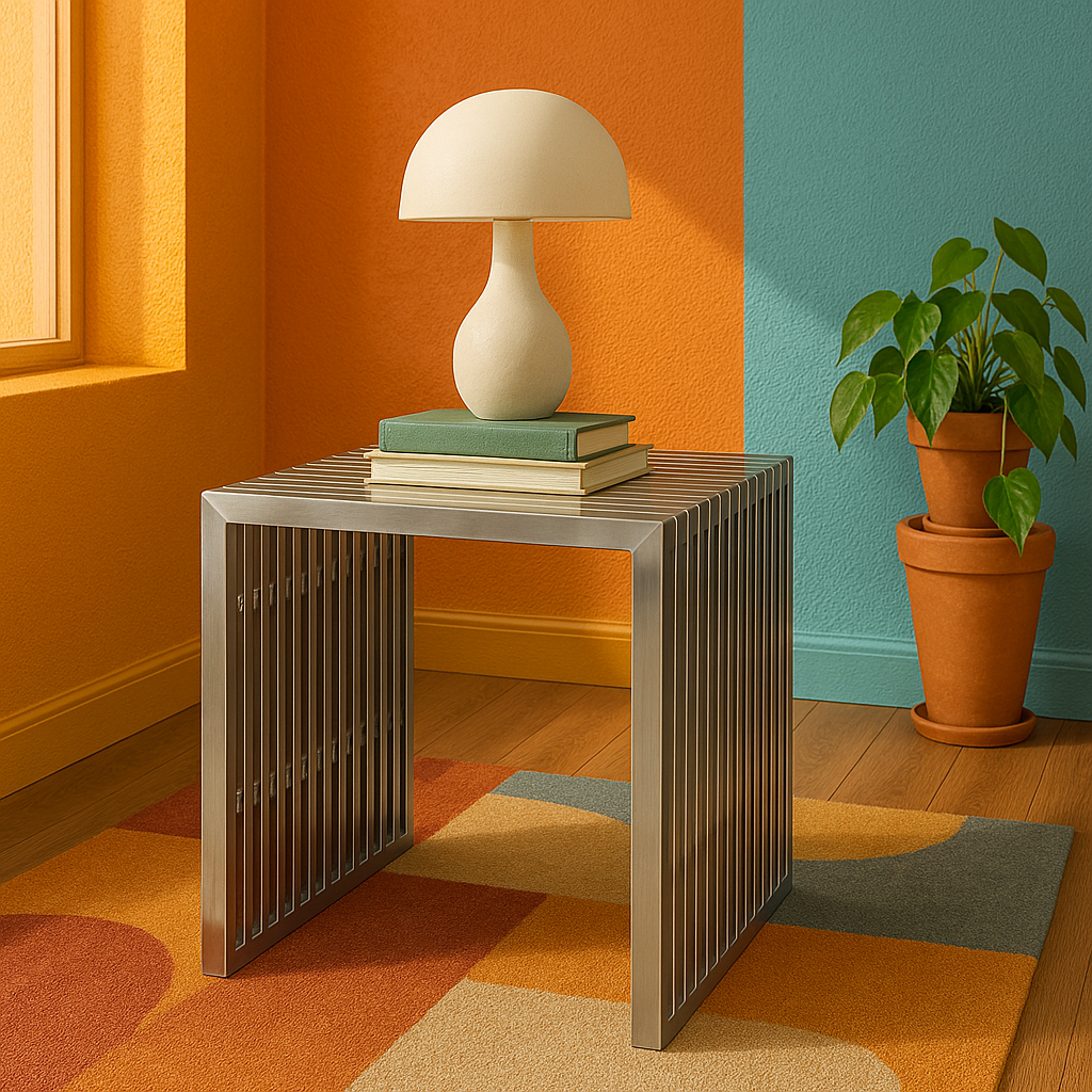 Metal and Lucite End Table