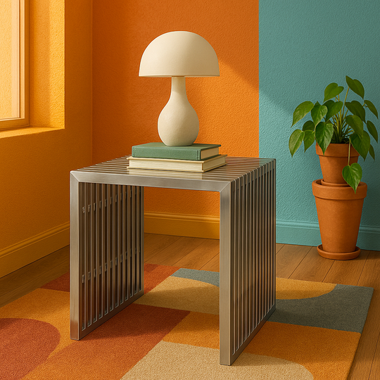 Metal and Lucite End Table
