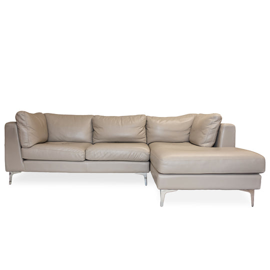 Leather Sectional with Chrome Feet