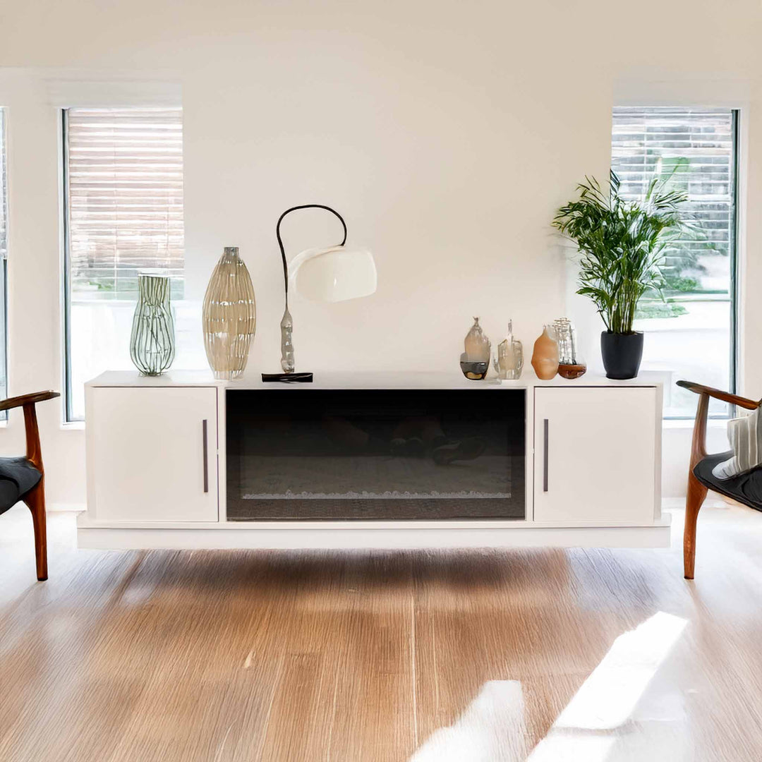 Modern Media Stand with Fireplace Insert