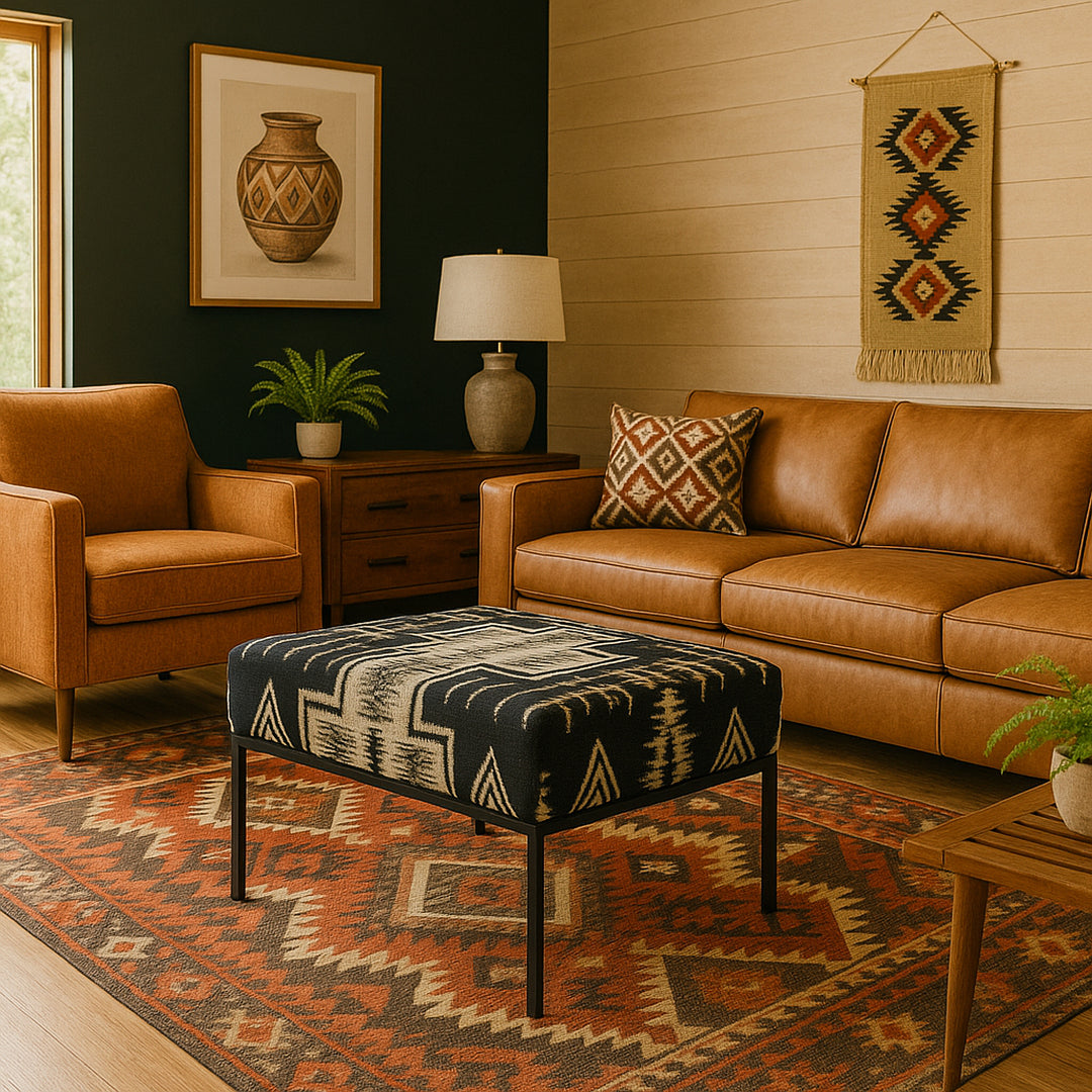Modern Ottoman in New Pendleton Fabric