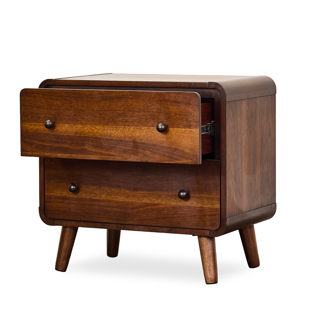 Walnut Nightstands w/Rounded Corner
